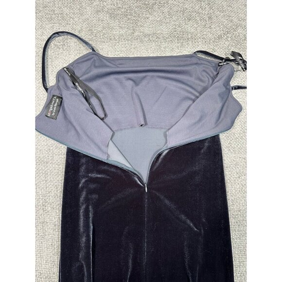 Vintage Y2K Morgan and Co Dress Womens 11/12 Gray Velvet Maxi Whimsigoth Hoco‎ - Picture 6 of 13